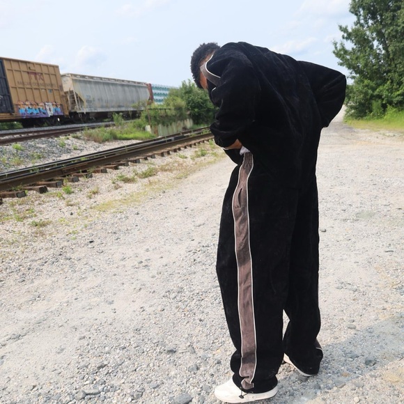 Men's Black and Gray Track Pants - Picture 7 of 8